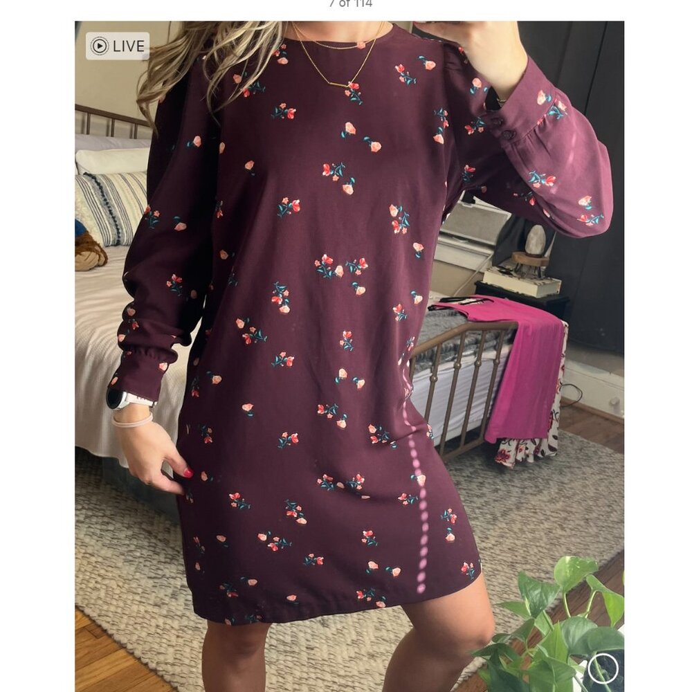 Old Navy - Long sleeve maroon flower print dress
